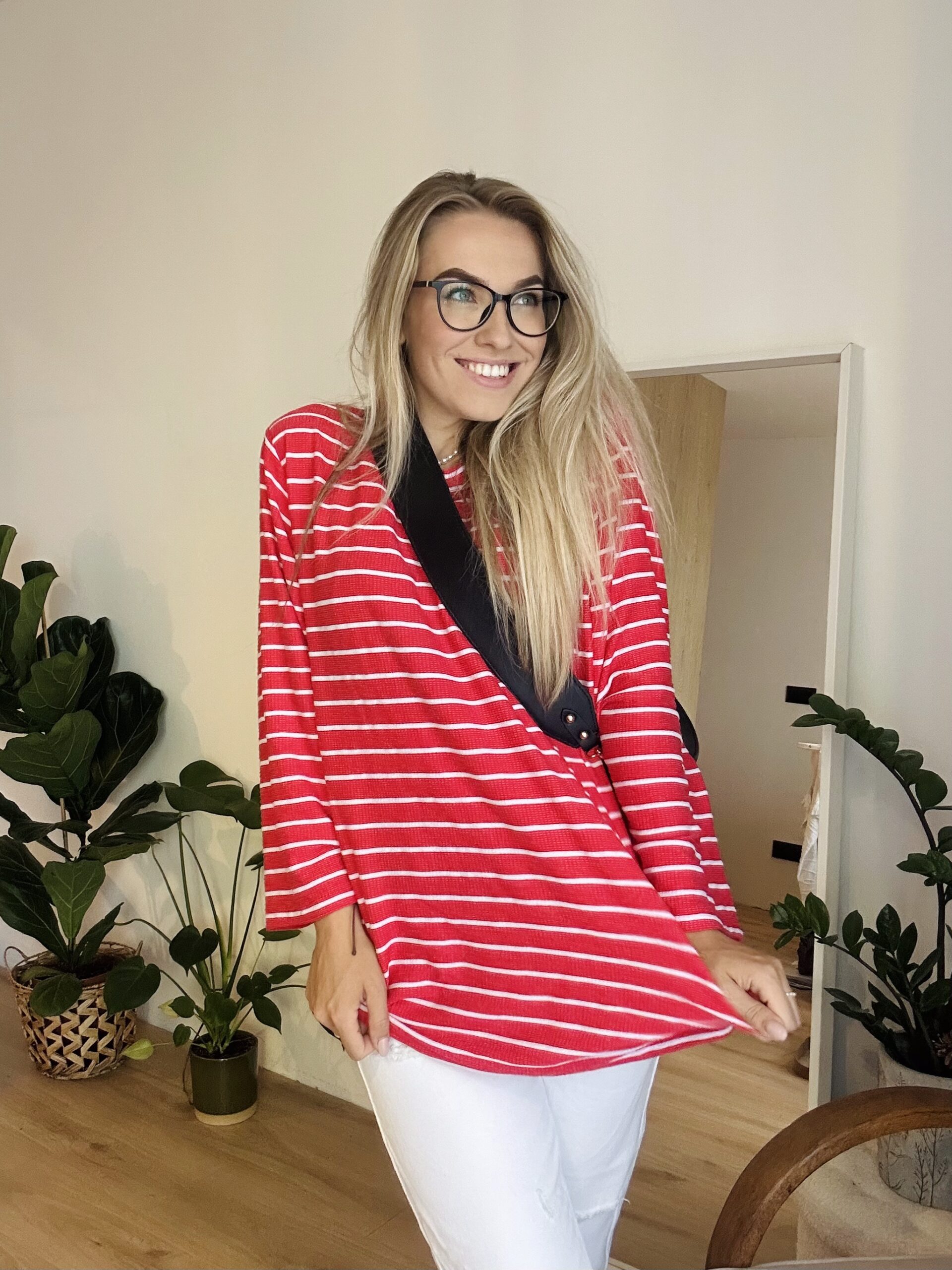Prúžkové tričko Marína Red